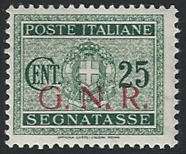 1943 Repubblica Sociale segnatasse 25c. G.N.R. Brescia I var MNH Sassone n. 50/Ieb