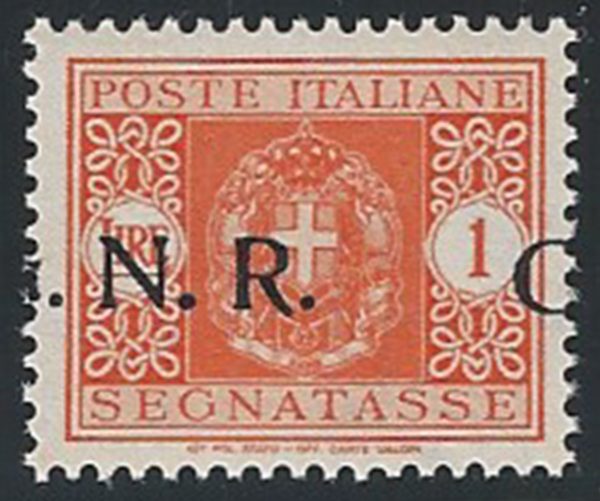 1944 Repubblica Sociale segnatasse Lire 1 G.N.R. Verona var MNH Sassone n. 55d
