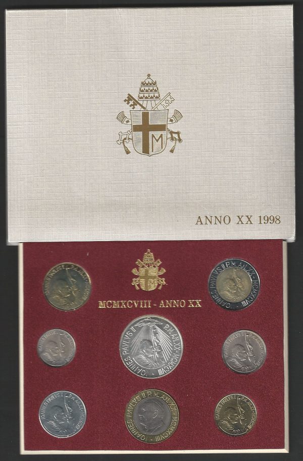 1998 Vaticano serie divisionale 8 monete FDC