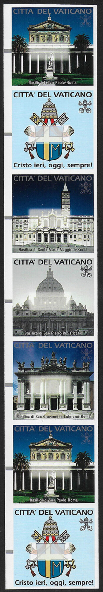 2000 Vaticano automatici 7v. in striscia varietà MNH Sassone n. 1/5+