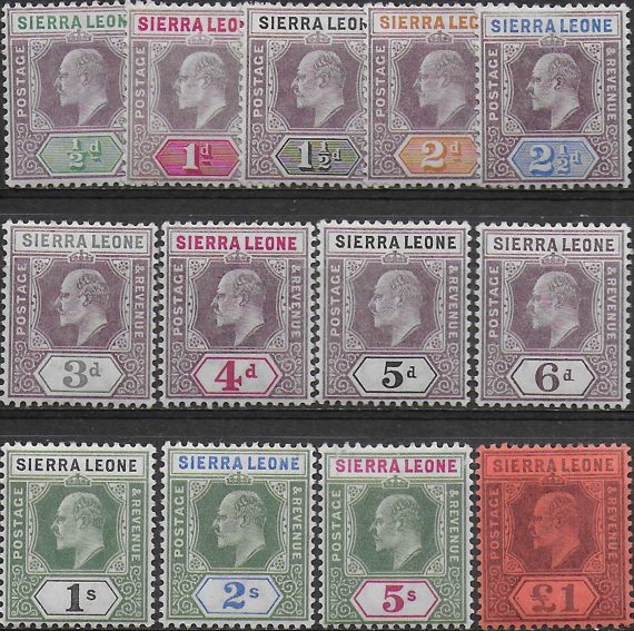 1903 Sierra Leone Edward VII 13v. MNH SG n. 73/85