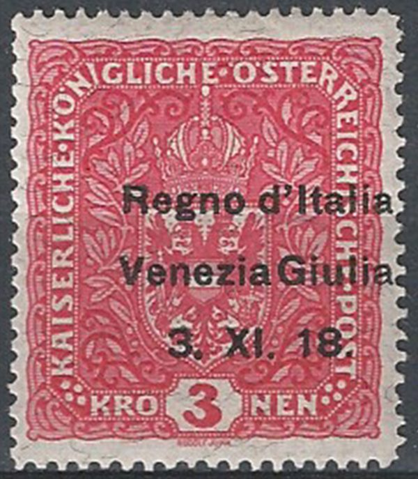 1918 Venezia Giulia 3kr rosa carminio MNH Sassone n. 16gcaa