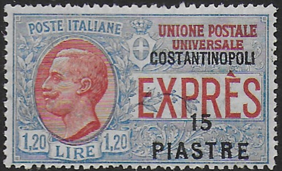 1923 Levante Costantinopoli Espresso 15p su L. 1,20 MNH Sassone n. 4