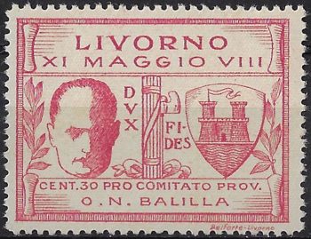 1930 Livorno 30c. rosa lilla MNH Sassone n. 1