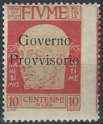 1921 Fiume governo provvisorio 10c. varietà MNH Sassone n. 176