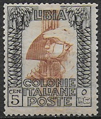 1921 Libia 5c. nero e rosso bruno MNH Sassone n. 23A