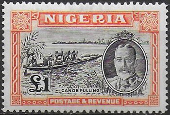 1936 Nigeria Giorgio V £1 black and orange MNH SG n. 45