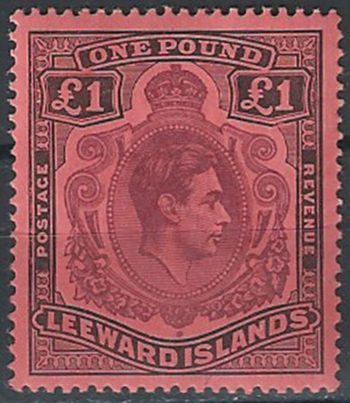 1942 Leeward Islands Giorgio VI 1£ MNH SG n. 114a
