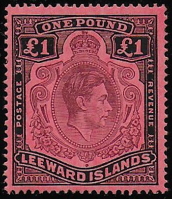 1945 Leeward Islands 1£ black/salmon MNH SG. n. 114b