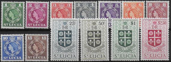 1953-63 St Lucia Elisabetta II 13v. MNH SG n. 172/84