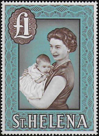 1965 St. Helena £ 1 chalk-surfaced paper MNH SG n. 189a