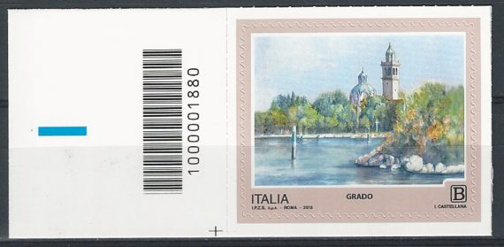 2018 Italia Grado tarriffa B con codice a barre Cat. Unif. 1880cb