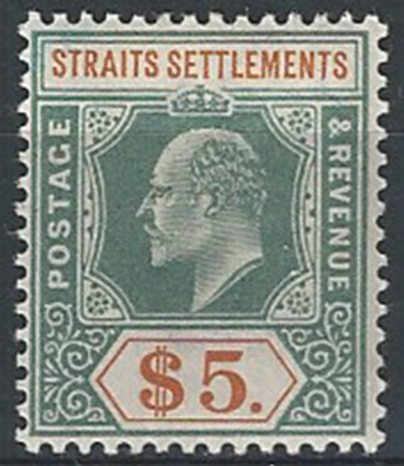 1902 Malaysia Straits Settlements $5 MNH SG n. 121