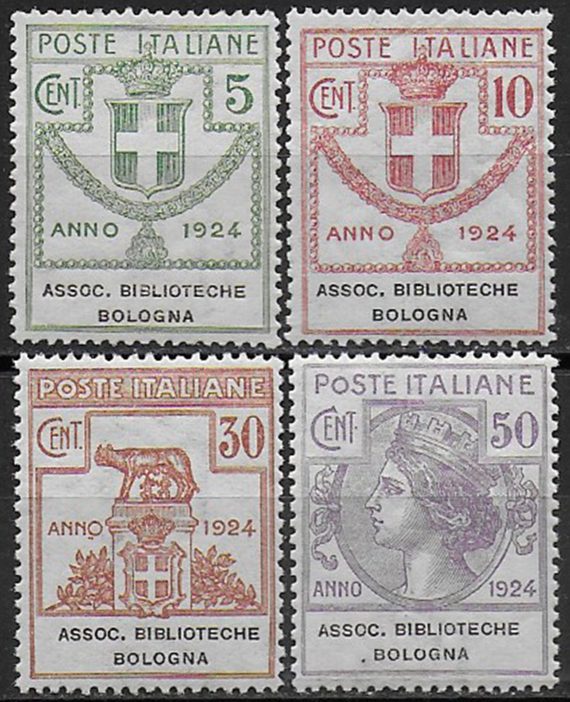 1924 Italia Parastatali Biblioteche Bologna 4v. bc MNH Sassone n.1/4
