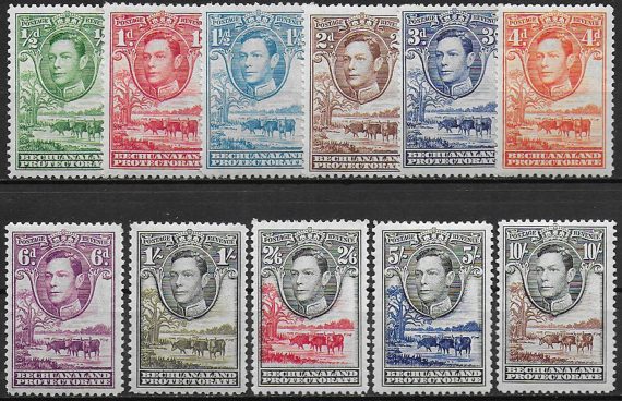 1938-52 Bechuanaland George VI 11v. MNH SG n. 118/28