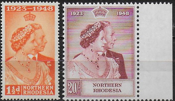 1948 Northern Rhodesia Silver Wedding 2v. MNH SG n. 48/49