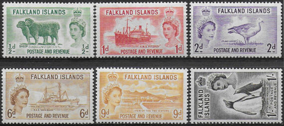 1955-57 Falkland Islands 6v. MNH SG n. 187/92