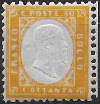 1862 Italia VE II 80c. giallo arancio bc MNH Sassone n. 4