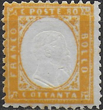 1862 Italia VE II 80c. giallo arancio mc MNH Sassone n. 4