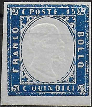 1863 Italia VE II 15c. azzurro MNH Sassone n. 11