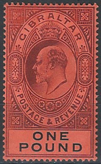 1908 Gibraltar Edoardo VII £1 MNH SG. n. 64