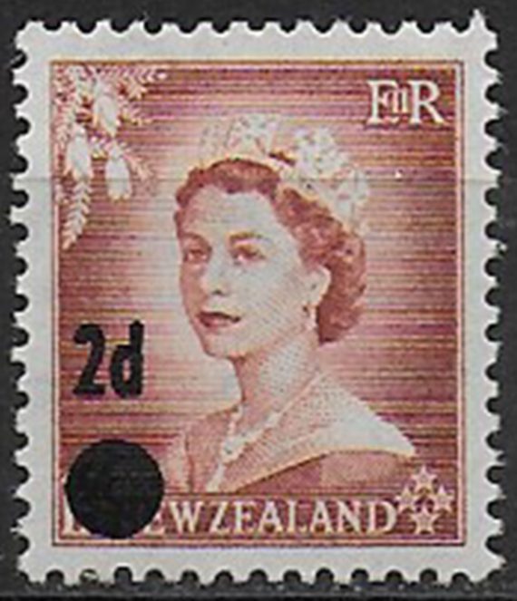 1958 New Zealand 2d. on 1½ n. 725 MNH SG n. 763b