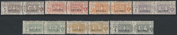 1916 Eritrea pacchi postali 7v. MNH Sassone n. 1+3/8