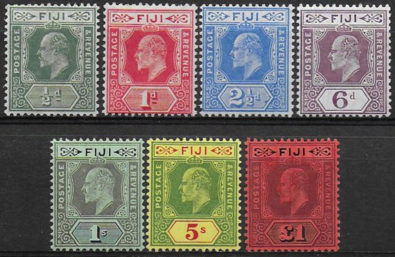 1906-12 Fiji Edoardo VII 7v. MH SG n. 118/24