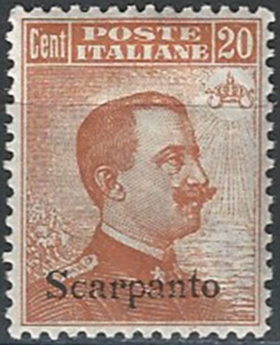 1921-22 Egeo Scarpanto 20c. arancio bc. MNH Sassone n. 11