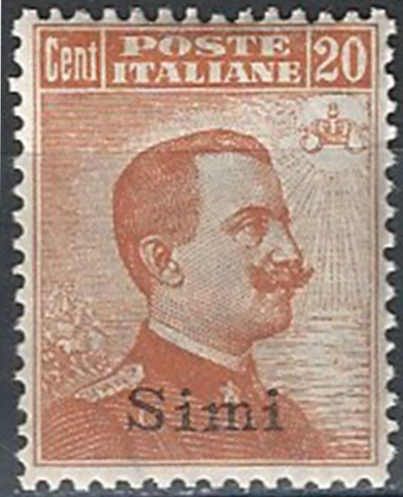 1921-22 Egeo Simi 20c. arancio bc. MNH Sassone n. 11