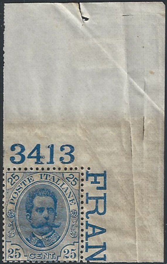 1893 Italia Umberto I 25c. azzurro afc MNH Sassone n. 62