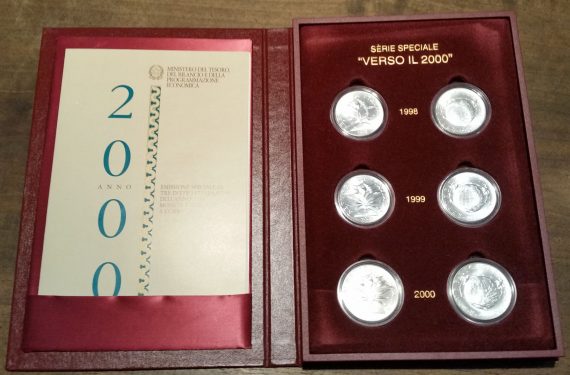 1998-2000 Italia "Verso il 2000" 6 monete FDC unboxed