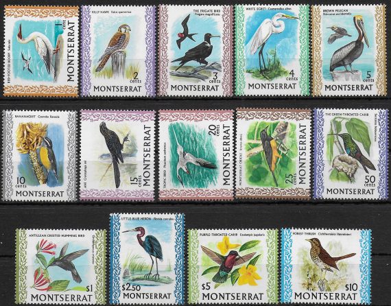 1970-74 Montserrat Birds 14v. MNH SG n. 242/54c