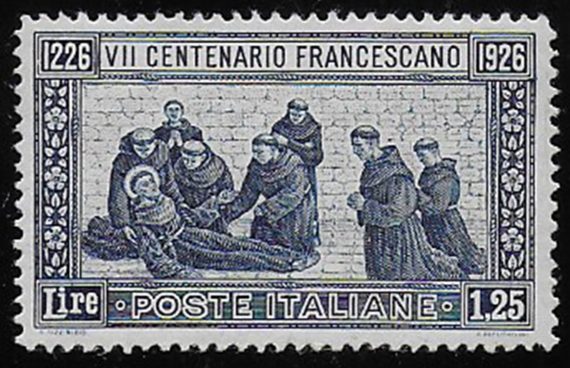 1926 Italia San Francesco Lire 1,25 perf. 13½ MNH Sassone n. 196