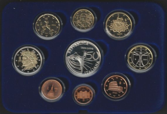 2004 Italia divisionale Proof Televisione 9 monete