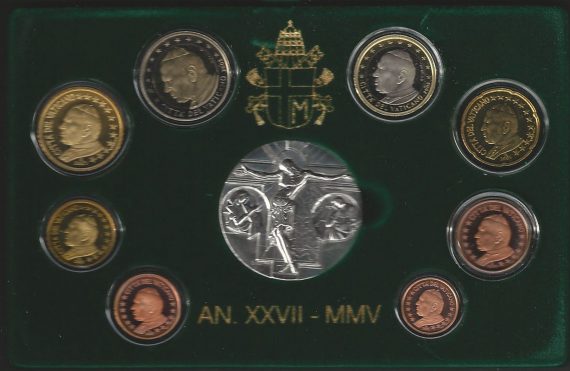 2005 Vaticano 8 monete FS solo cofanetto