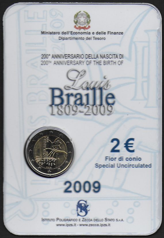 2009 Italia € 2,00 Louis Braille FDC