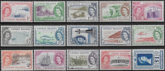 1953-62 Cayman Islands Pittorica 15v. MNH SG. 148/61a