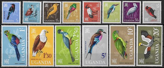 1965 Uganda Uccelli 14v. MNH SG n. 113/26