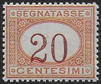 1894 Italia segnatasse 20c. bc MNH Sassone n. 22