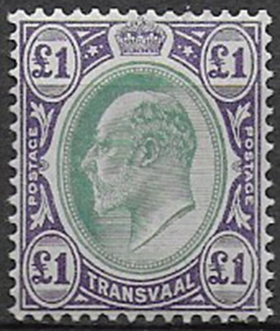 1903 Transvaal Edoardo VII £1 green and violet MNH SG n. 258