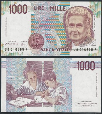 1998 Italia Lire 1.000 Maria Montessori FDS Rif BI 58G Gigante