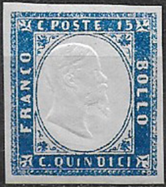 1863 Italia VE II 15c. azzurro chiaro NP MNH Sassone n. 11a