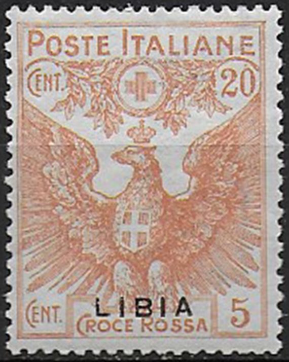 1916 Libia Croce Rossa 1v. variety MNH Sassone n. 16c