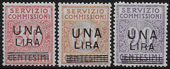 1925 Italia Servizio Commissioni 3v. bc MNH Sassone n. 4/6