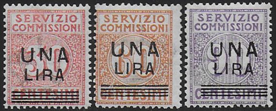 1925 Italia Servizio Commissioni 3v MNH Sassone n. 4/6