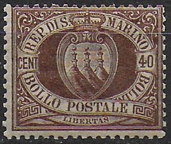 1894 San Marino stemma 40c. bruno scuro MNH Sassone n. 17a