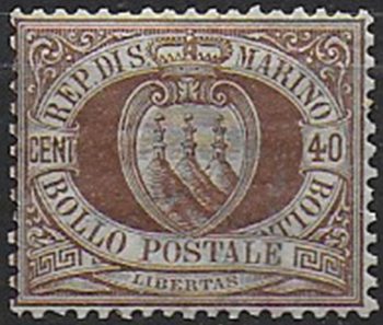 1894 San Marino Stemma 40c. bruno bc MNH Sassone n. 17