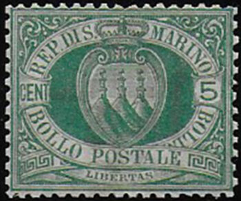 1899 San Marino 5c. verde bc MNH Sassone n. 27
