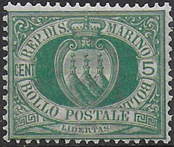 1899 San Marino 5c. verde scuro MNH Sassone n. 27a